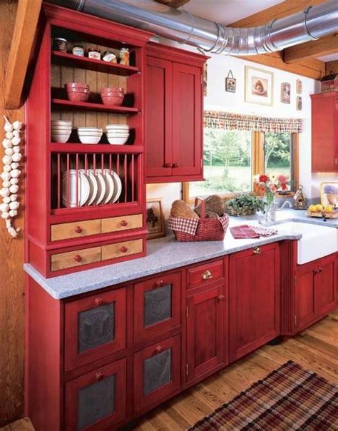 Jul 11, 2020 · painting cabinets or walls is an easy way to makeover your kitchen, but we love the idea of swapping out old countertops with bright red ones, like in this kitchen spotted on pinterest. Red Kitchen Cabinet Paint Colors : Perfect Kitchen Cabinet ...