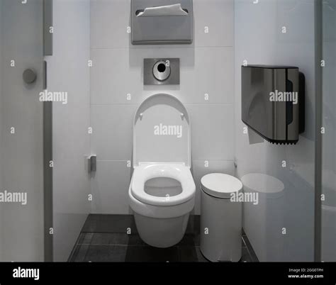 Toilet Stall In Public Restroom Stock Photo Alamy