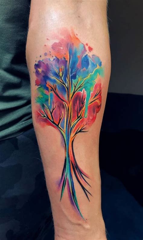 Colorful Tree Tattoo Tat2o