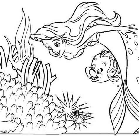 Best Ariel The Little Mermaid And Flounder Coloring Page Mitraland