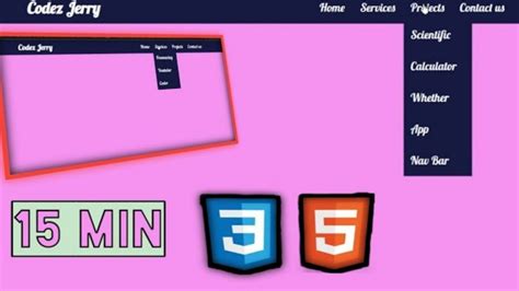 Nav Bar With Drop Down Html Css Navbar Buildnavbar Dropdown Youtube