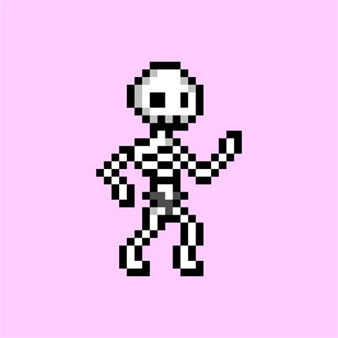 Pixel Art Style Old Videogames Style Retro Style 18 Bit Skeleton