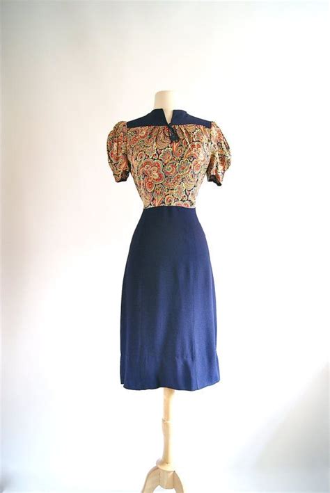 Sale Vintage 1930s Rayon Dress Adorable 30s Day Dress Etsy Vintage