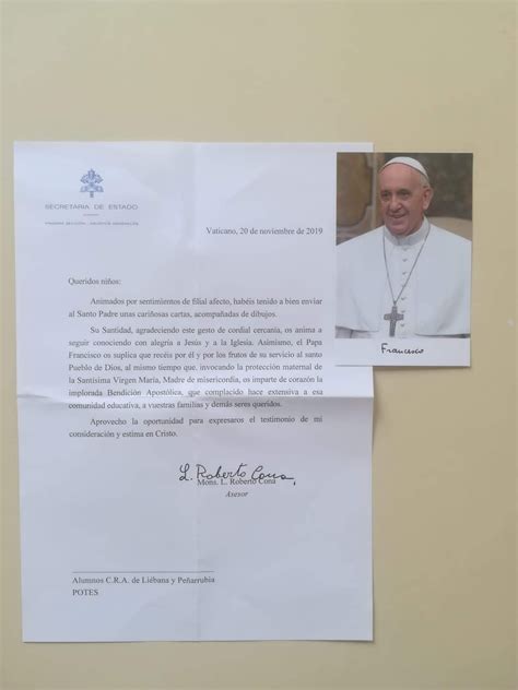 Cra De LiÉbana Y PeÑarrubia Carta De Su Santidad El Papa Francisco