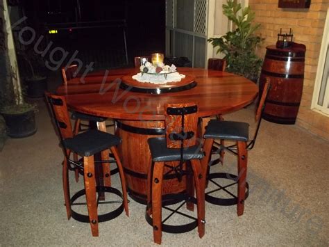 Wine Barrel Bistro Table With 6 Chairs Night Time Photo Table Has A