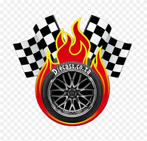 A Tire With Flames And Checkered Flags On It As Well As The Word Decals