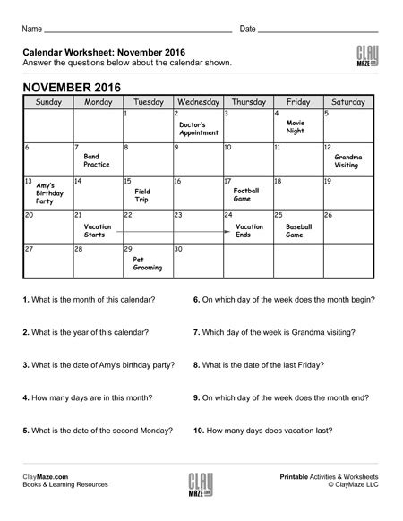 Reading A Calendar Worksheet A Homebabe Books Math Workbooks And Free Printable Worksheets