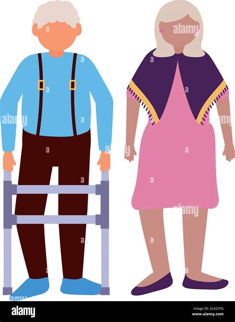 grandmother and grandfather avatar design old woman man female male person mother father