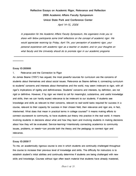 Personal Reflective Essay Format
