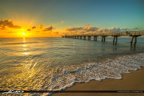 Pompano Beach Pier Broward County Florida Ocean Water Royal Stock Photo