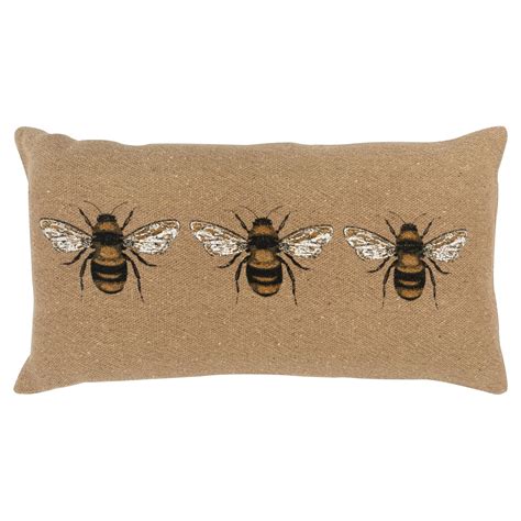 Rizzy Home Brown Bees 14x26 Polyester Filled Pillow