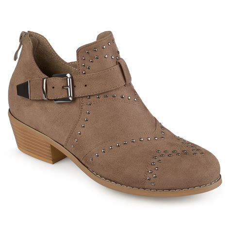 Brinley Co Womens Faux Suede Decorative Ankle Strap Studded Booties