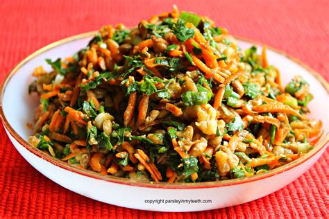 Lentil Carrot Salad With Green Onion Parsley Walnuts And Balsamic Dressing