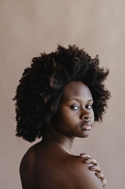 Premium Photo Beautiful Naked Black Woman With Afro Hair
