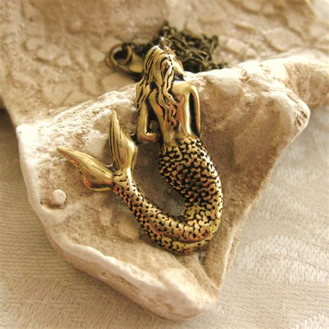 Mermaid Necklace Gold Mermaid Beach Jewelry Little Mermaid
