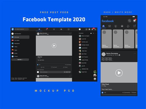 Free Mobile And Desktop Facebook Post Feed Template 2020 Mockup Psd Set