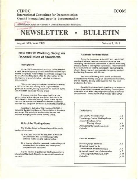 Bulletin 1989 Icom Cidoc Icom Cidoc