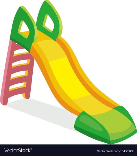 Vector Illustration Of Children Slide On Playground Picture Isolate On