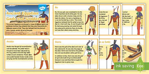Lks2 Ancient Egyptian Gods And Goddesses Fact Cards Twinkl