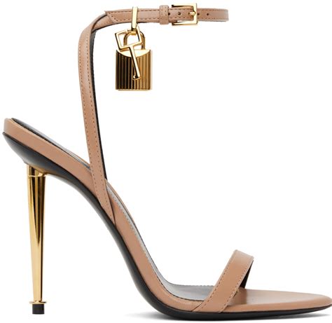 TOM FORD Taupe Padlock Pointed Naked Heeled Sandals SSENSE