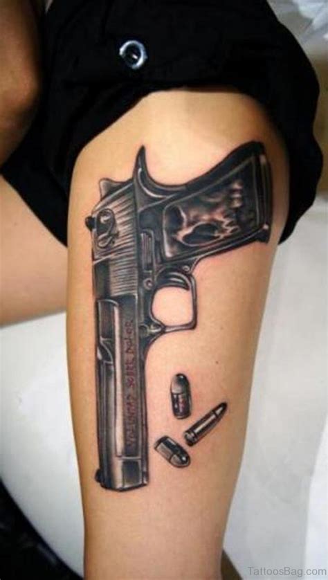 72 Brilliant Gun Tattoos Design On Thigh Tattoo Designs