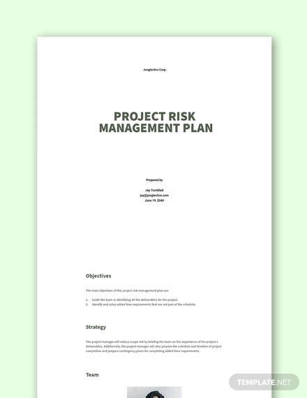 12 Risk Management Plan Templates Free Downloads