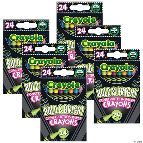 Crayola Bold And Bright Construction Paper Crayons 24 Per Pack 6 Packs