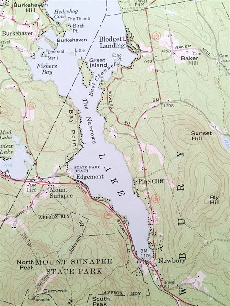 Antique Lake Sunapee New Hampshire 1955 Us Geological Survey Etsy