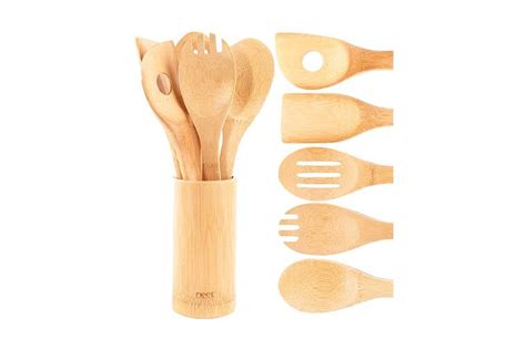 Bamboo cooking utensils consist of an oval spoon, a round spoon, and a spatula made from a single piece of usda certified organic bamboo. Organic Bamboo Cooking & Serving Utensil Set | Kitchen ...