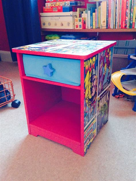 Marvel Themed Bedside Table Painted With Everlong Miss Scarlett Chalk