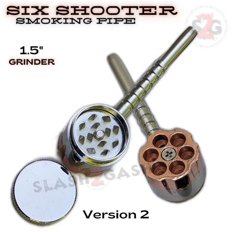 six shooter revolver smoking bullet metal pipe w grinder 3 versions slash2gash