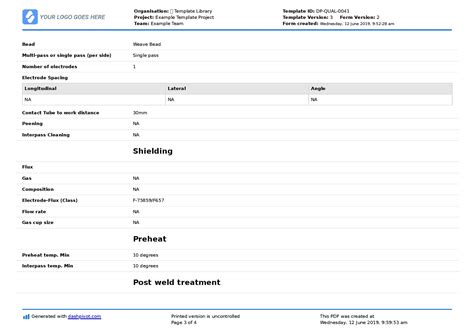 Procedure Qualification Record PQR Template Digital Format Or PDF