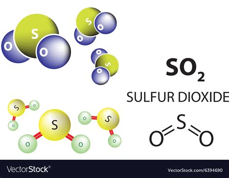 Sulfur Dioxide Molecule Chemical Structure Vector Image Images And
