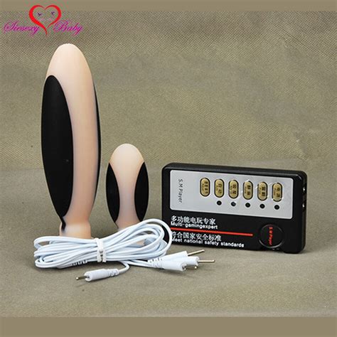1 Set 2pcs Anal Plug Electric Shock Host And Cable Electro Shock Sex