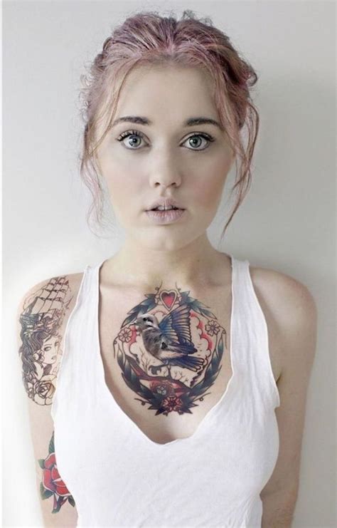 Impressive Female Chest Tattoos Designs Chest Tattoos For