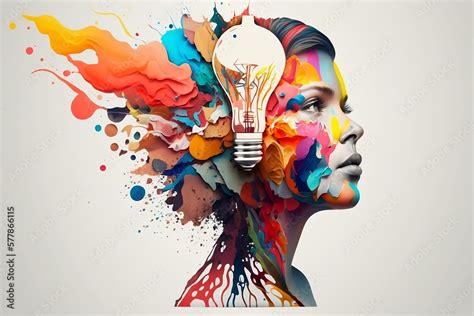 Colorful 3d Illustration Representing A Person With A Creative Mind