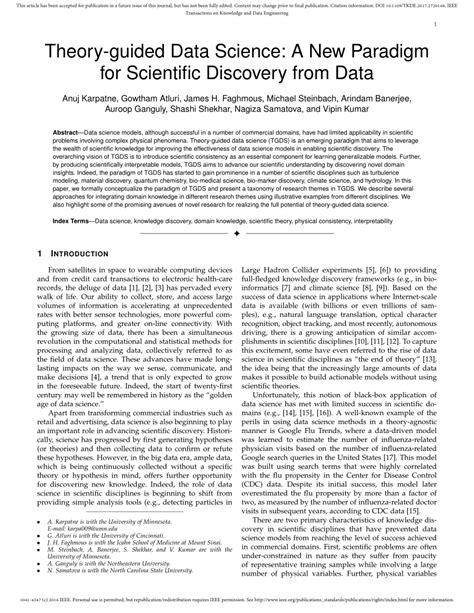 Pdf Theory Guided Data Science A New Paradigm For Scientific Discovery