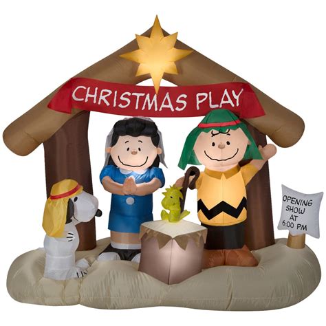 Gemmy Peanuts Nativity Scene Outdoor Inflatable Yard Decor Snoopy