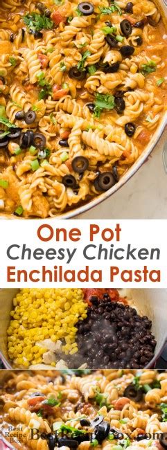 One Pot Chicken Enchilada Pasta Casserole Recipe