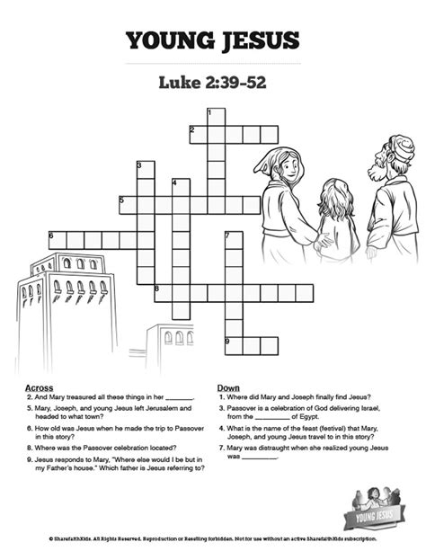 Jesus As A Child Sunday School Crossword The Jesus As A Child