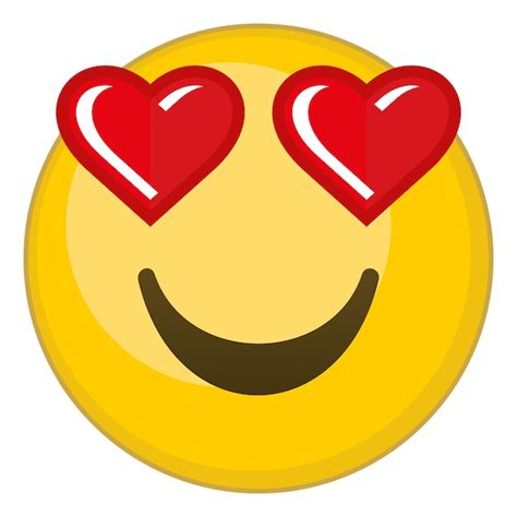 Visage Jaune Avec Des Yeux De Coeur Amour Obsession Emoji Isolé Sur Fond Blanc Vecteur Premium