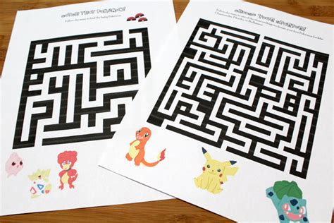 Printable Pokémon Puzzles Maze and Word Search for Kids