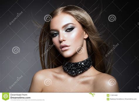 Beauty Woman Face Portrait Beautiful Model Girl With Perfect Fresh Clean Skin Stock Image