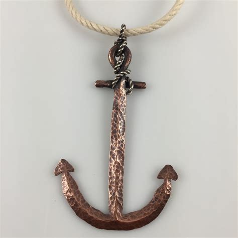 Large Copper And Sterling Silver Anchor Pendant Sjj