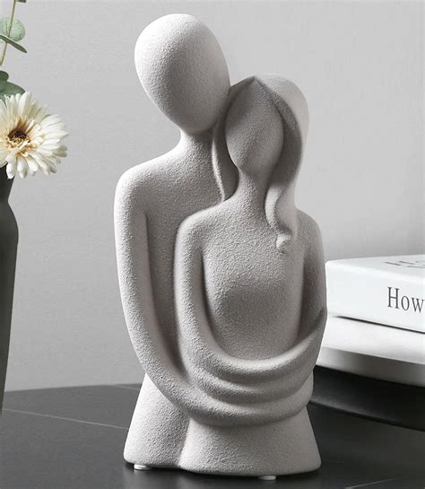 Ceramic Wedding Figurines Romantic Couple Sculpture Hugging Etsy