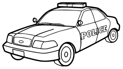 Police Car Outline Sketch Coloring Page