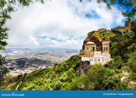 Norman Castle On Mount Erice Sicily Italy Stock Photo Image Of
