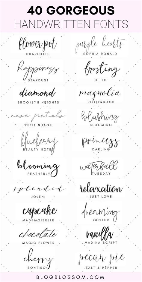 40 Gorgeous Handwritten Script Fonts Blog Blossom Blog Font
