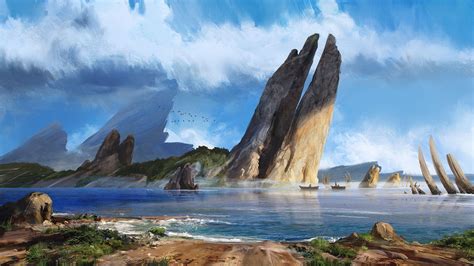 4k ultra hd 8k ultra hd. Download wallpaper 1920x1080 sea, rocks, boats, coast, art ...