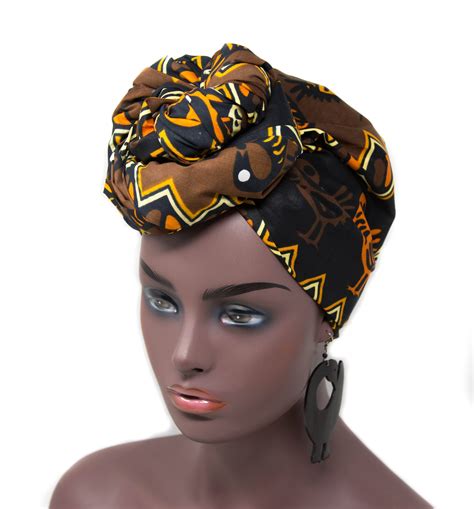 Sankofa African Fabric Head Wraps Black Brown Turban Headwrap Ht348 Tess World Designs